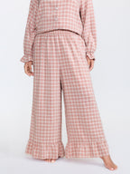 Gingham Ruffled Hem Loungewear Set