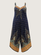 Boho Print Asymmetrical Hem Jumpsuit