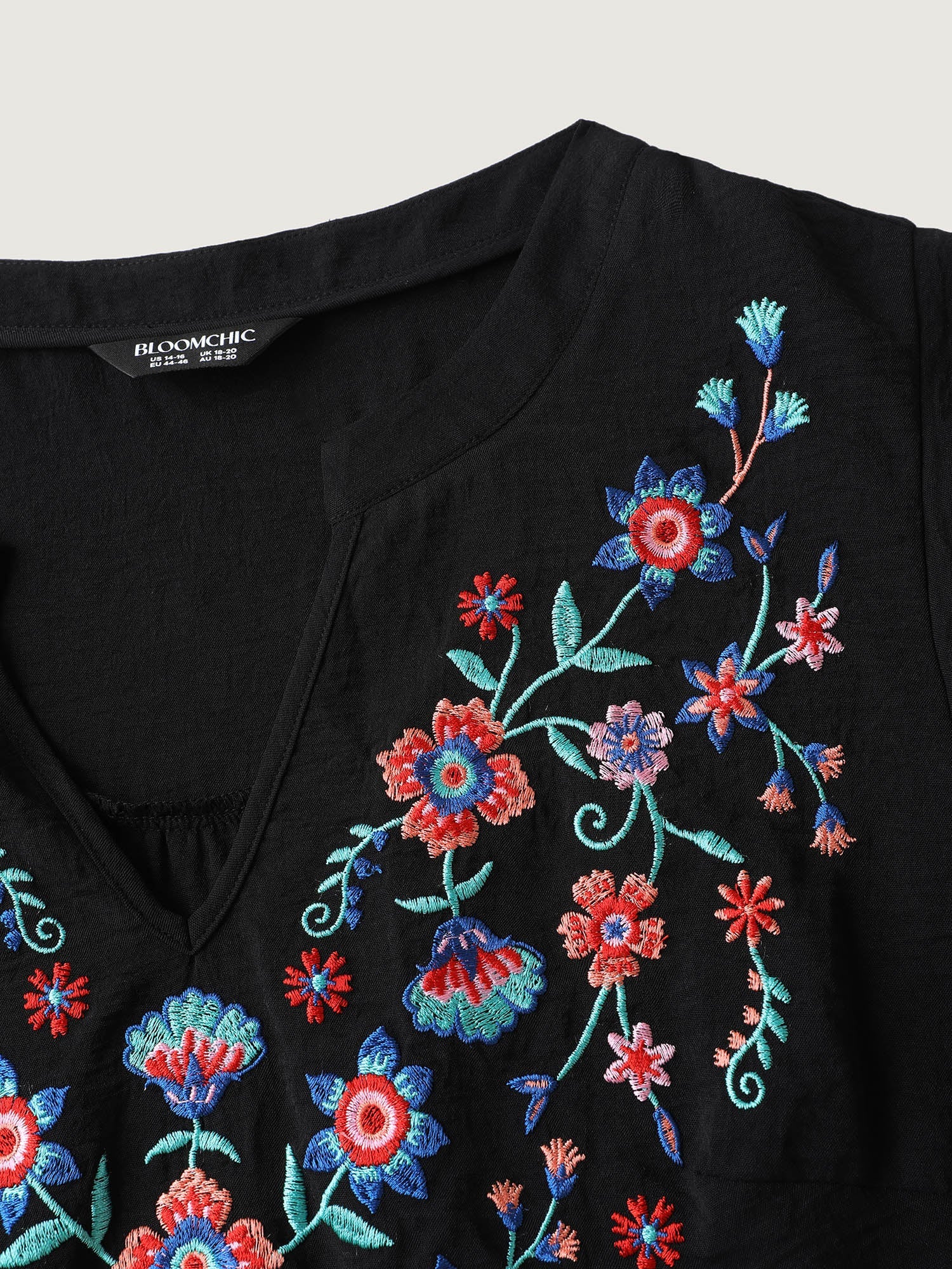 Embroidered Neckline A-Line Ruffled Knee-Length Dress