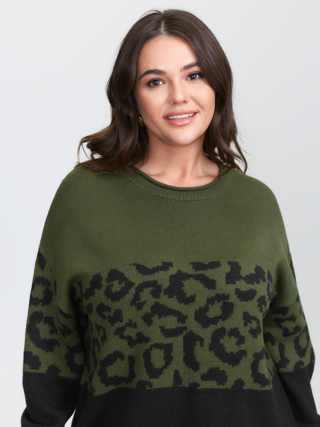 Leopard Print Color Contrast Pullover