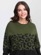 Leopard Print Color Contrast Pullover