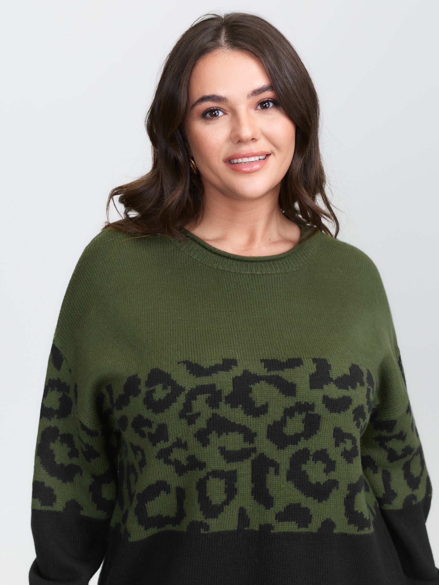 Leopard Print Color Contrast Pullover
