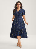 Starry Sequins Ruffled Hem Midi Dress