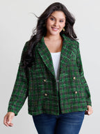Tweed Plaid Double Button Jacket