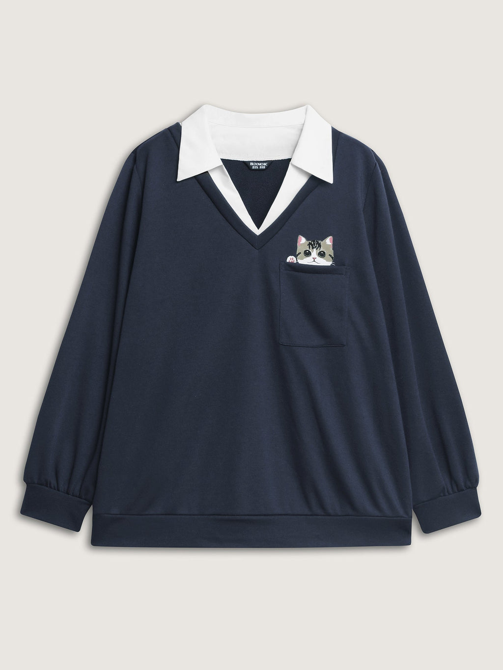 Hello Cat Stretchy Layered Twofer Sweatshirt