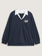 Hello Cat Stretchy Layered Twofer Sweatshirt