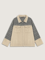 Plush Patchwork Patch Pockets Jacket