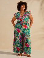 Sunkissed Floral Print Button Wide-Leg Jumpsuit