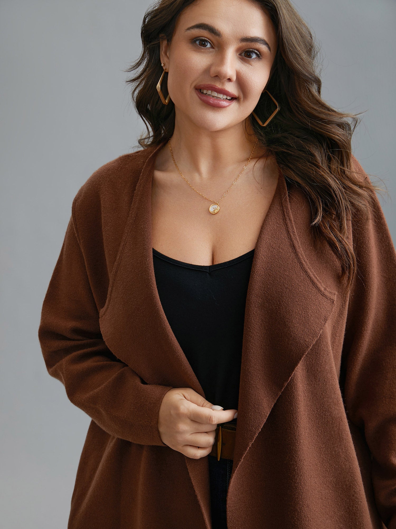 Supersoft Essentials Side Pocket Collared Knit Cardigan