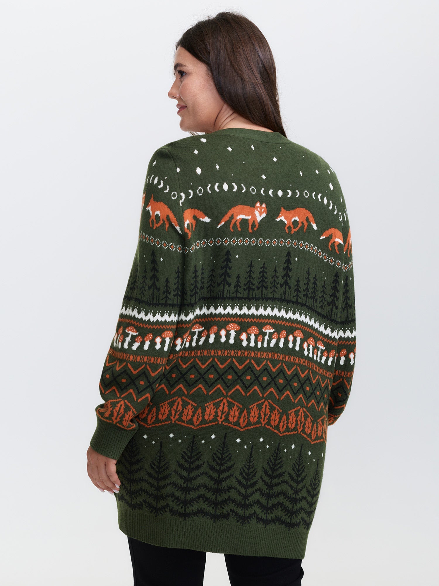 Fox in Forest Contrast Knit Cardigan
