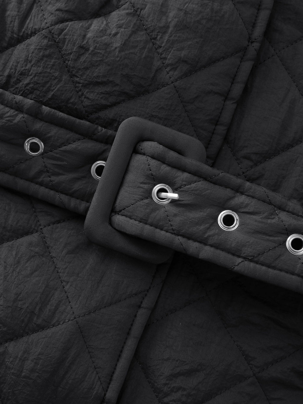 Quilted Adjustable Belt Solid Color Coat