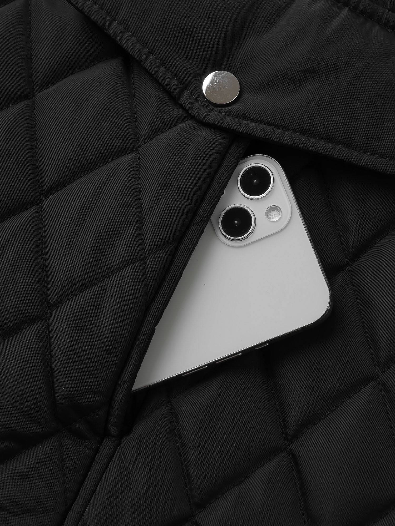 Drawstring Waist Pockets Quilted Jacket