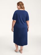 Happy Cat Print Stretchy Contrast Sleep Dress