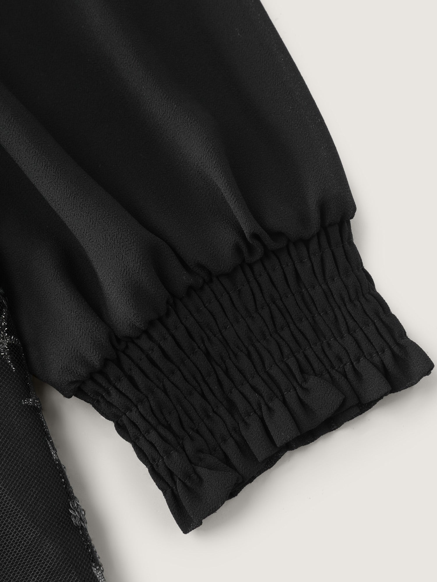 Shimmery Sequin Shirred Cuff Blouse