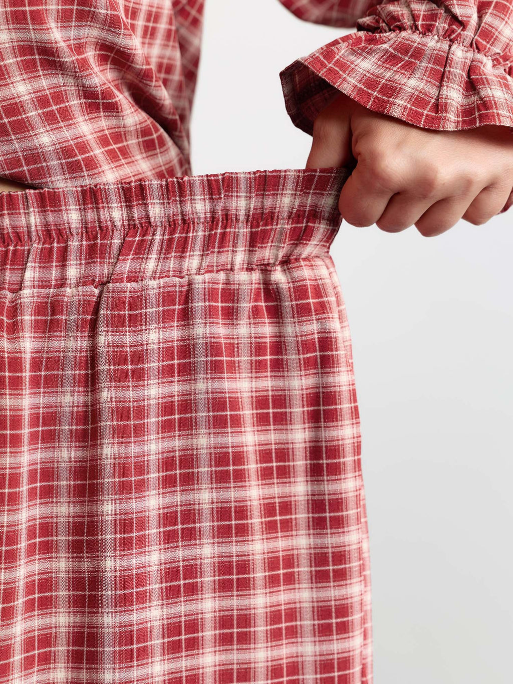 Gingham Ruffled Hem Loungewear Set