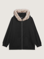 Fur Collar Stretchy Zipper Jacket