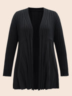 Plain Textured Kimono Collar Cardigan