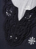 Boho Print Lace Neck Blouse