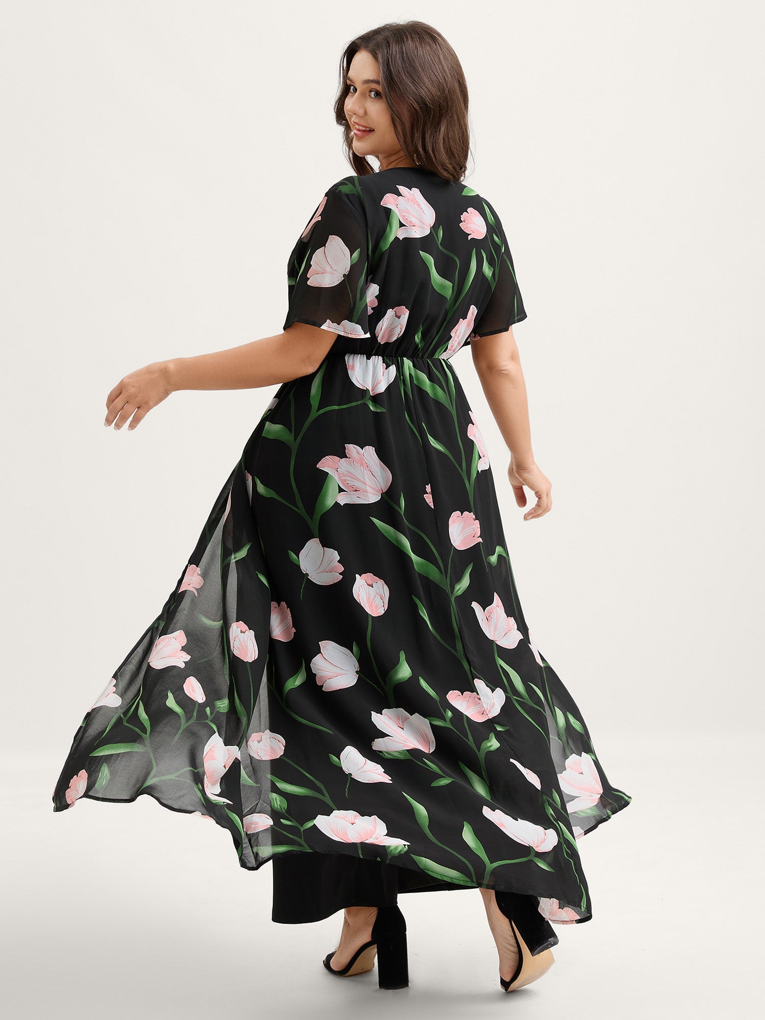 Hidden Zipper Floral Layered Pockets Jumpsuit