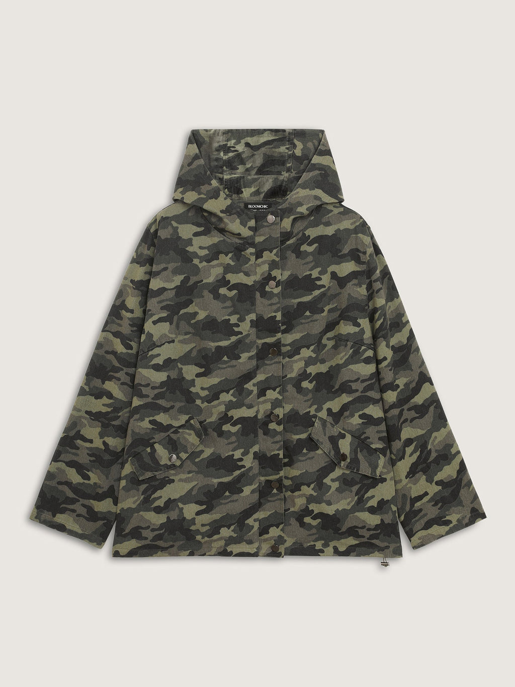 Camouflage Hooded Adjustable Hem Jacket
