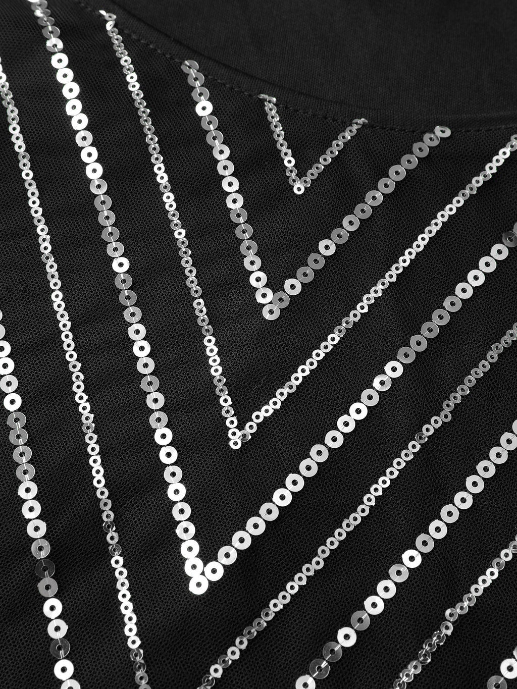 Zigzag Sequin Stretchy Waist Blouse