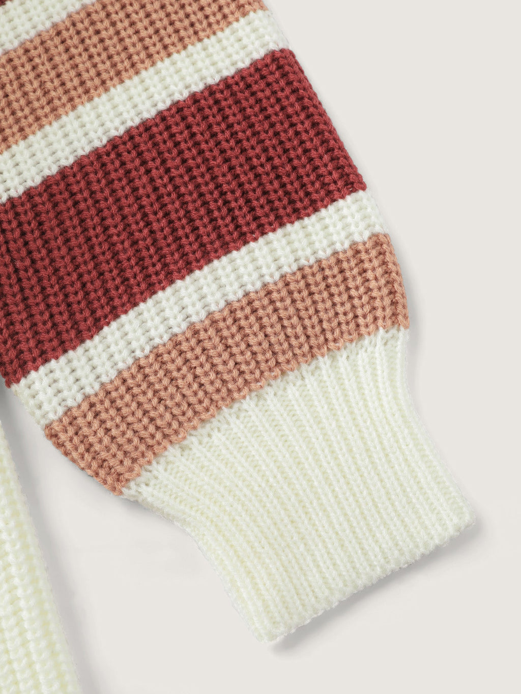 Striped Sleeve Button Neckline Pullover