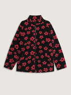 Jacquard Plush Floral Zipper Jacket