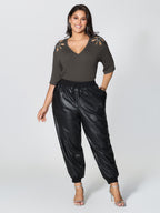 Cut-Out Shoulder Beads T-Shirt