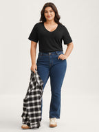 Cotton V Neck Plain Basic T-shirt