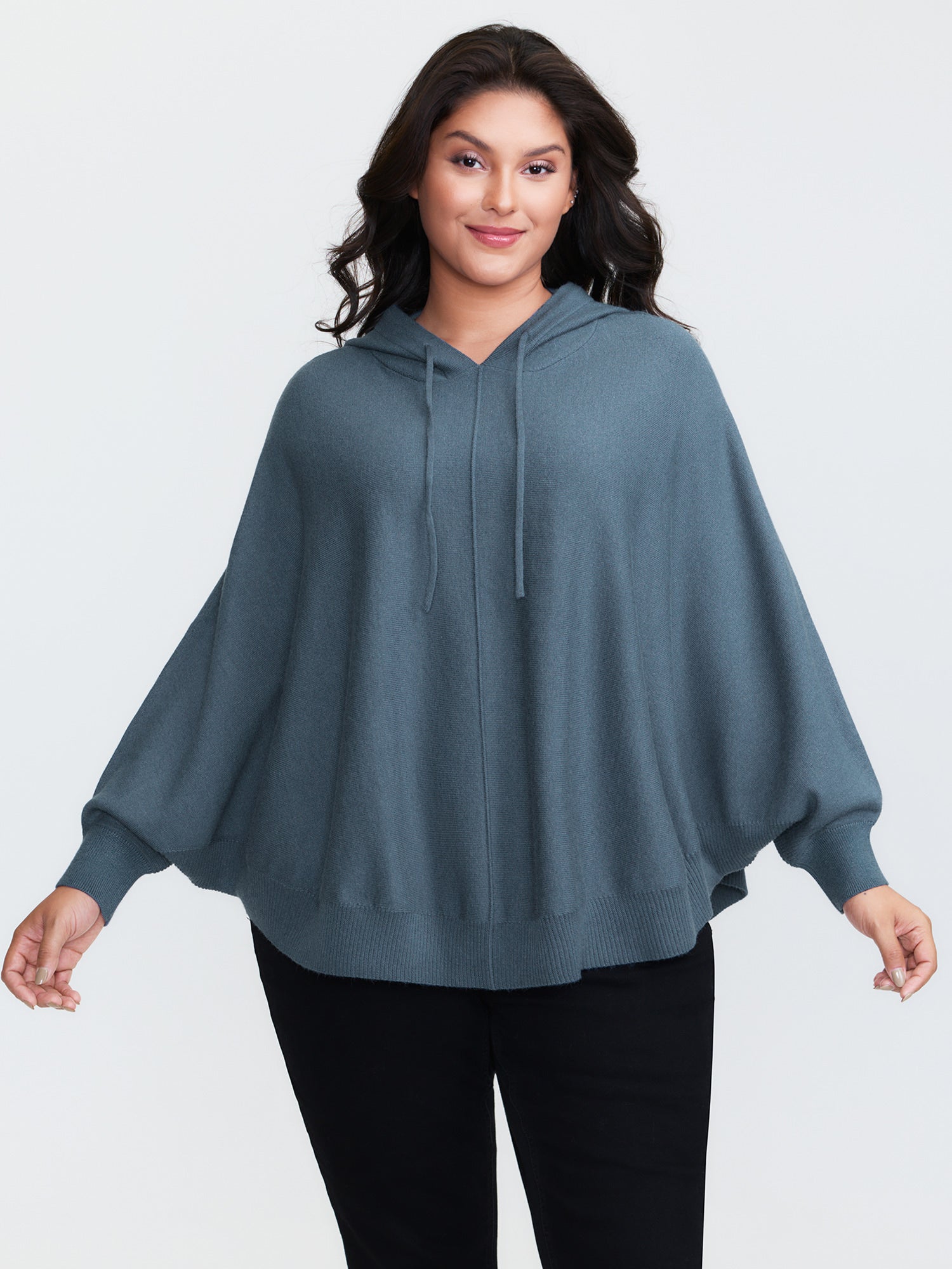 Supersoft Hooded Arc Hem Dolman Pullover