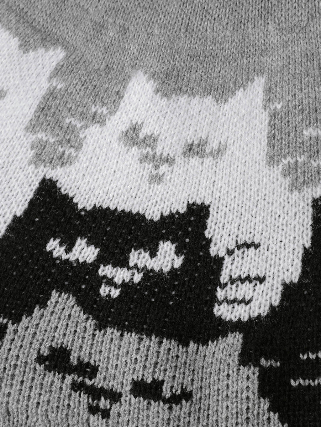 Color Block Cat Pattern Arc Hem Pullover