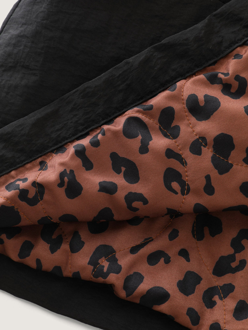 Quilted Mixed Material Hooded Jacket