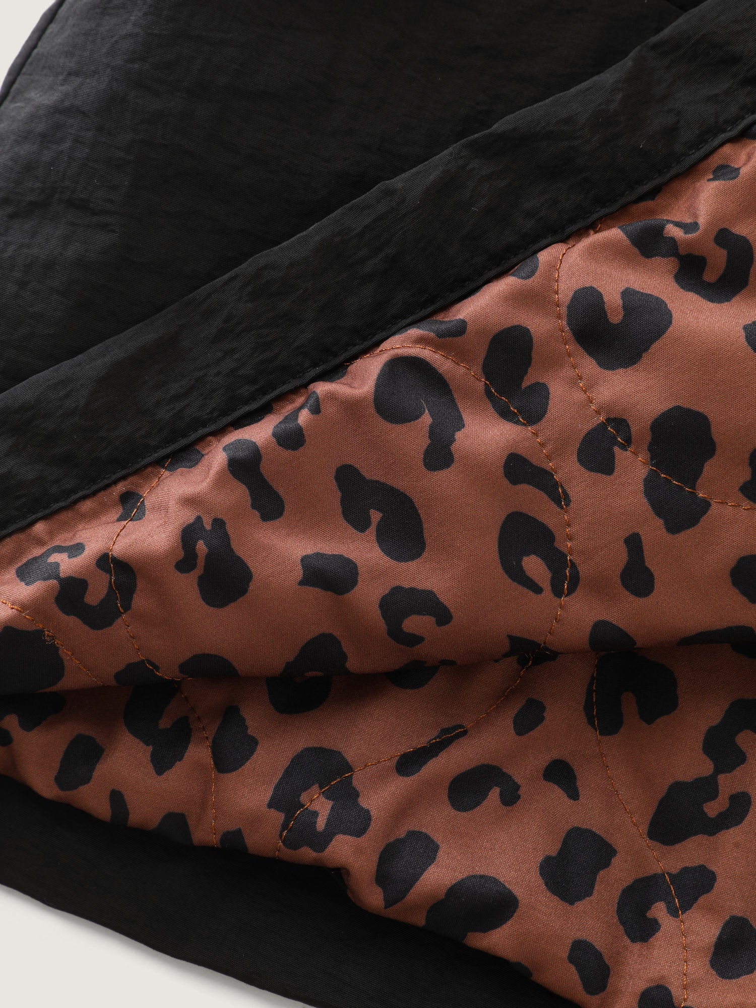 Quilted Mixed Material Hooded Jacket