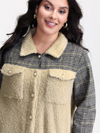 Plush Patchwork Patch Pockets Jacket