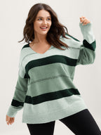 Striped Print Color Contrast Pullover