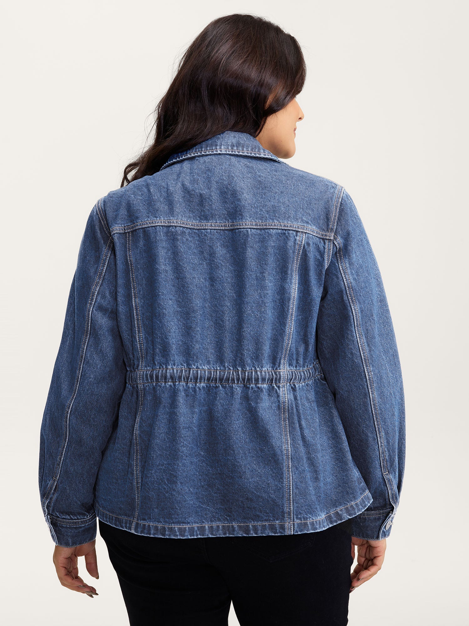 Supersoft Stretchy Waist Button-Down Denim Jacket