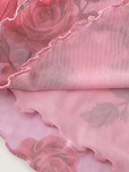 Rosy Romance Sweetheart Neckline Stretchy Blouse