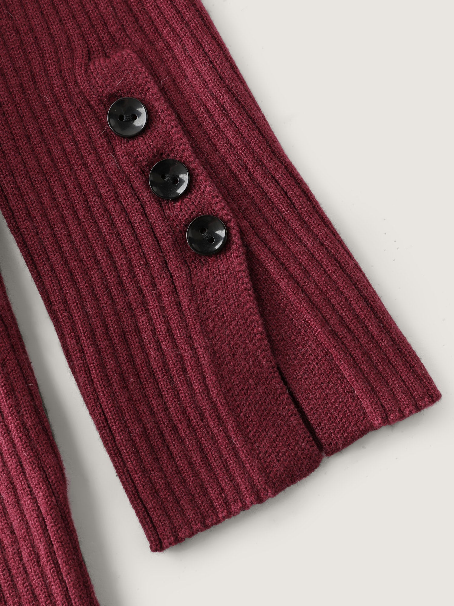 Collar Button Fitted Slit Fitted Pullover