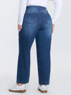 Stretchy Mid-Rise Straight-Leg Jeans