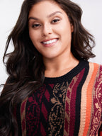 Boho Stripe Flared Sleeve Stretchy Pullover