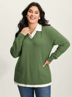 Supersoft 2-in-1 Polo Collar Color Contrast Pullover