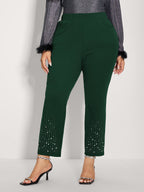 Stretchy Diamond Detail Hem Pants