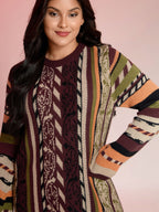 Boho Stripe Flared Sleeve Stretchy Pullover