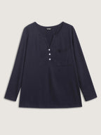 Stretchy Split Button Neckline Basic T-Shirt