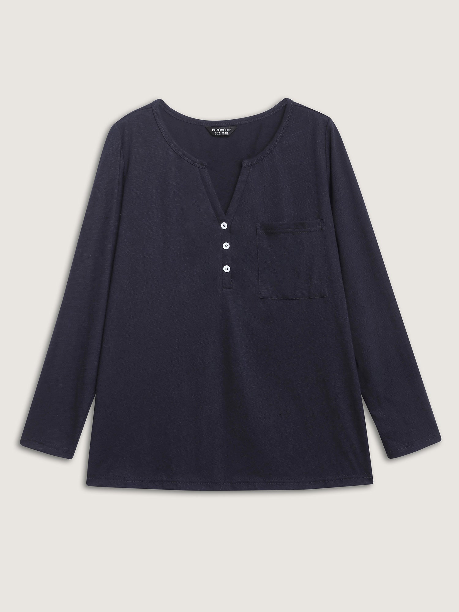 Stretchy Split Button Neckline Basic T-Shirt