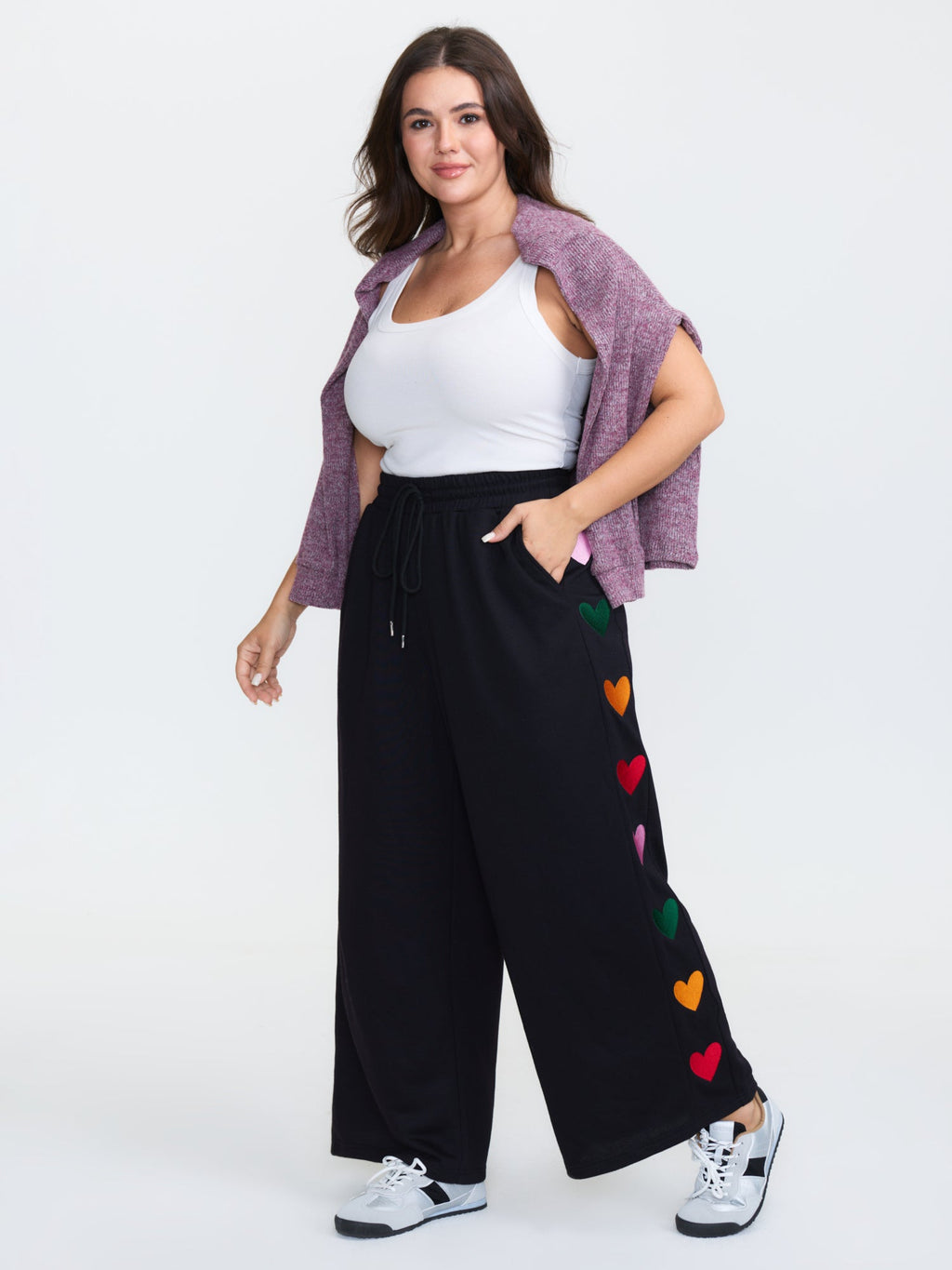 Embroidered Side Panel Stretchy Pants