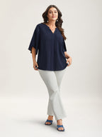 Petal Sleeve Toothpick Pleats Shirt