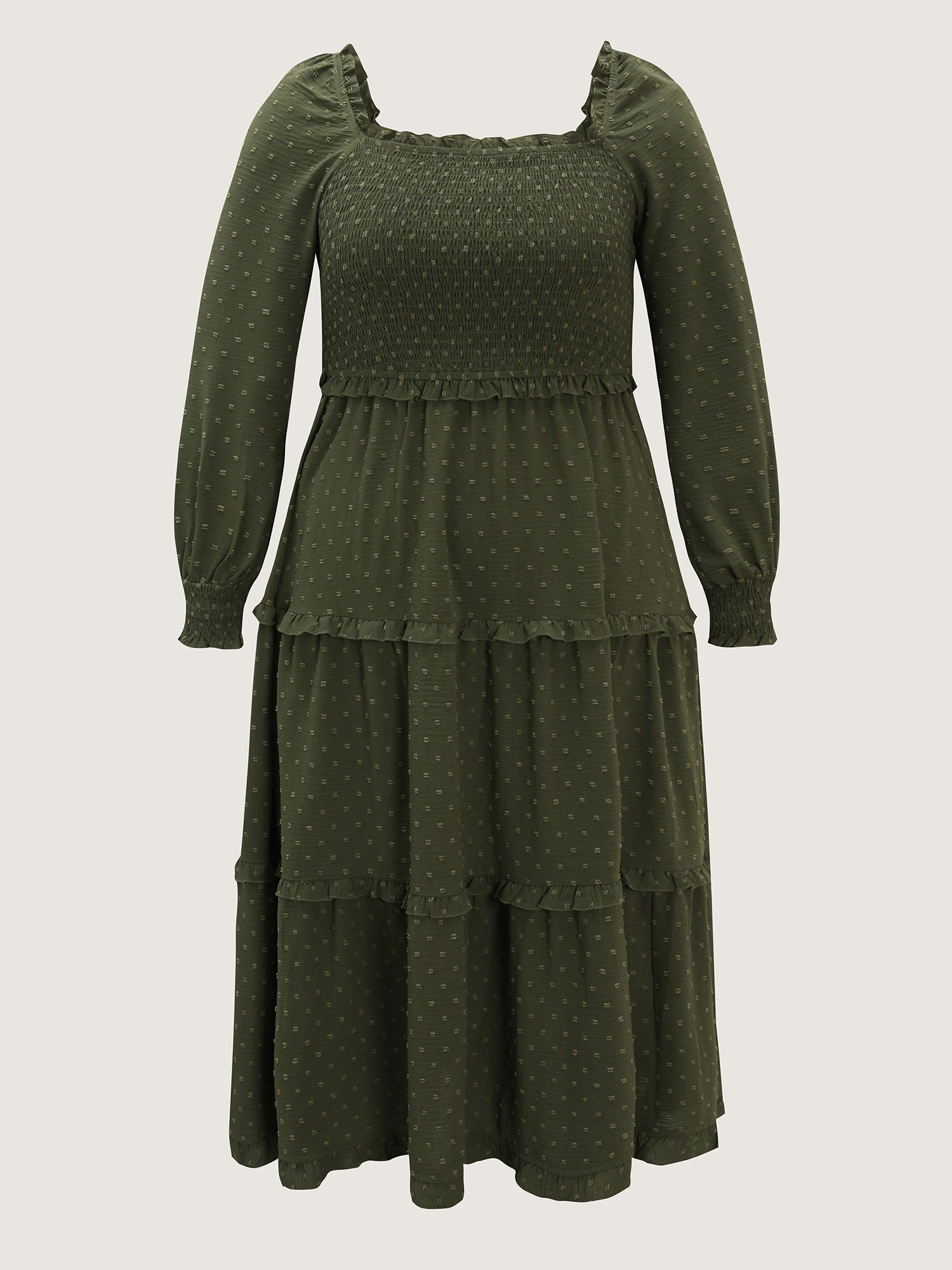 Textured Polka Dots Tiered Maxi Dress