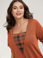 Plaid Spliced Wrap Contrast Sweatshirt