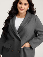 Solid Suit Collar Buttons Pockets Coat